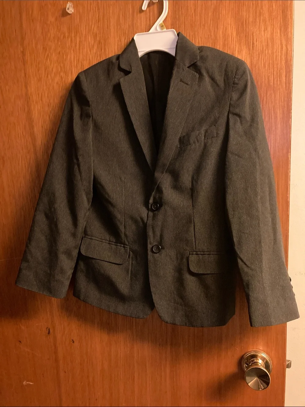 Van Heusen Boys Charcoal Pinstriped Gray Two-Piece Dress Suit